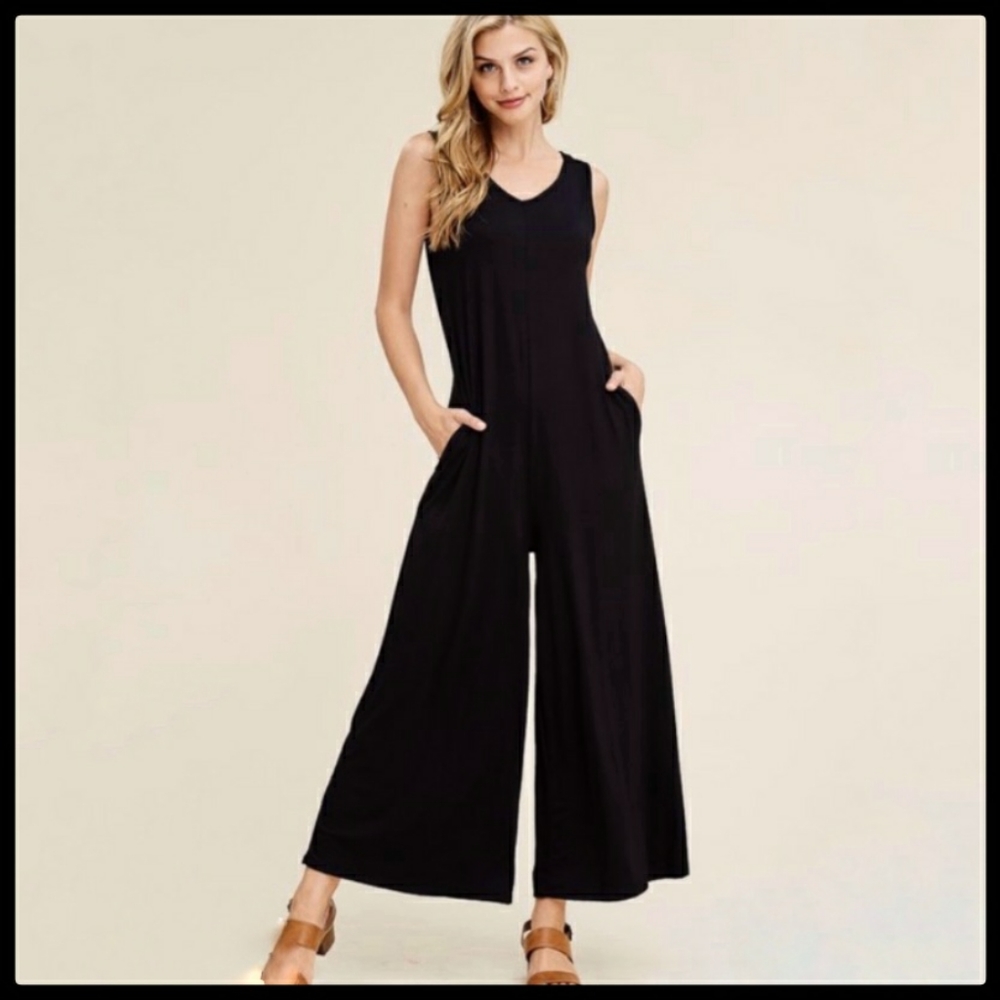 Jumpsuit, Solid Black Sleeveless, NWT!